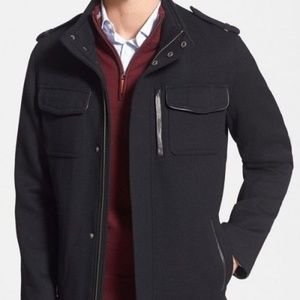 Cole Haan Mens wool & leather coat